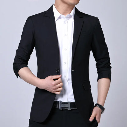 Blazer Men's Fashion Premium Business Outdoor Self-cultivation Gentleman English Style Solid Color Casual Hosts Weddings Blazer