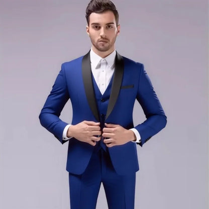 Costume 3 pièces de smoking multi-couleurs pour homme, revers châle noir, coupe ajustée, tenue formelle pour mariage, bal de promo et banquet