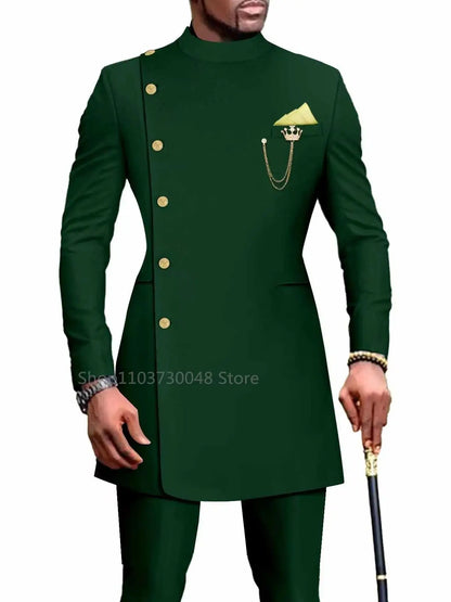 Tenues Homme avec Vêtements Africains Costume de Mariage Homme Blazer et Pantalon 2 Pièces Coupe Slim à Boutonnage Simple pour Dîner et Bal de Promo