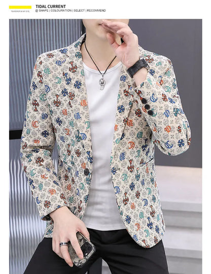 Blazer Men's Fashion Outdoor Travel Gentleman Wedding Slimming Business Versatile Trendy Casual Korean-style Formal Wear Blazer