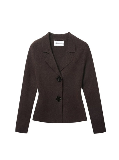 Women's Brown Blazer Jacket 2000s Vintage Long Sleeve Single Breasted Office Ladies V-Neck Suit Coat Outerwear Spring Autum 2025