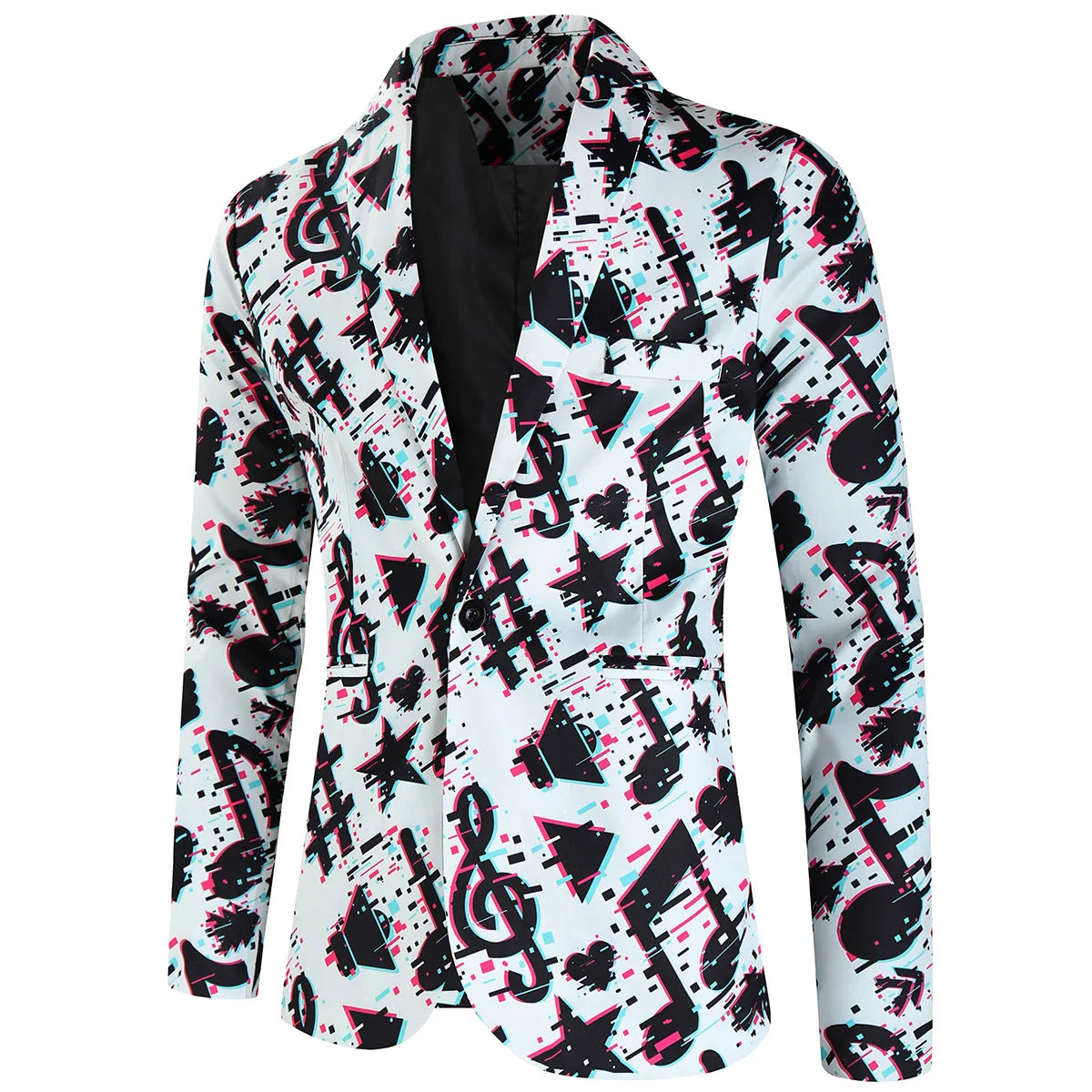 Veste Homme Luxe 2025 Nightclub Men Blazer Masculino Music Festival Notes Print Party Dress Stage Performance Men Suit Jacket