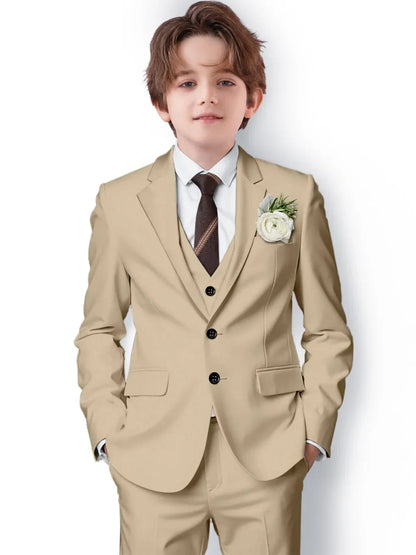 New Boys Slim Fit Suits 3 Pieces For Birthday Party Notched Lapel Kids Formal Suit Set Wedding Ring Bearer Outfit 2-20T