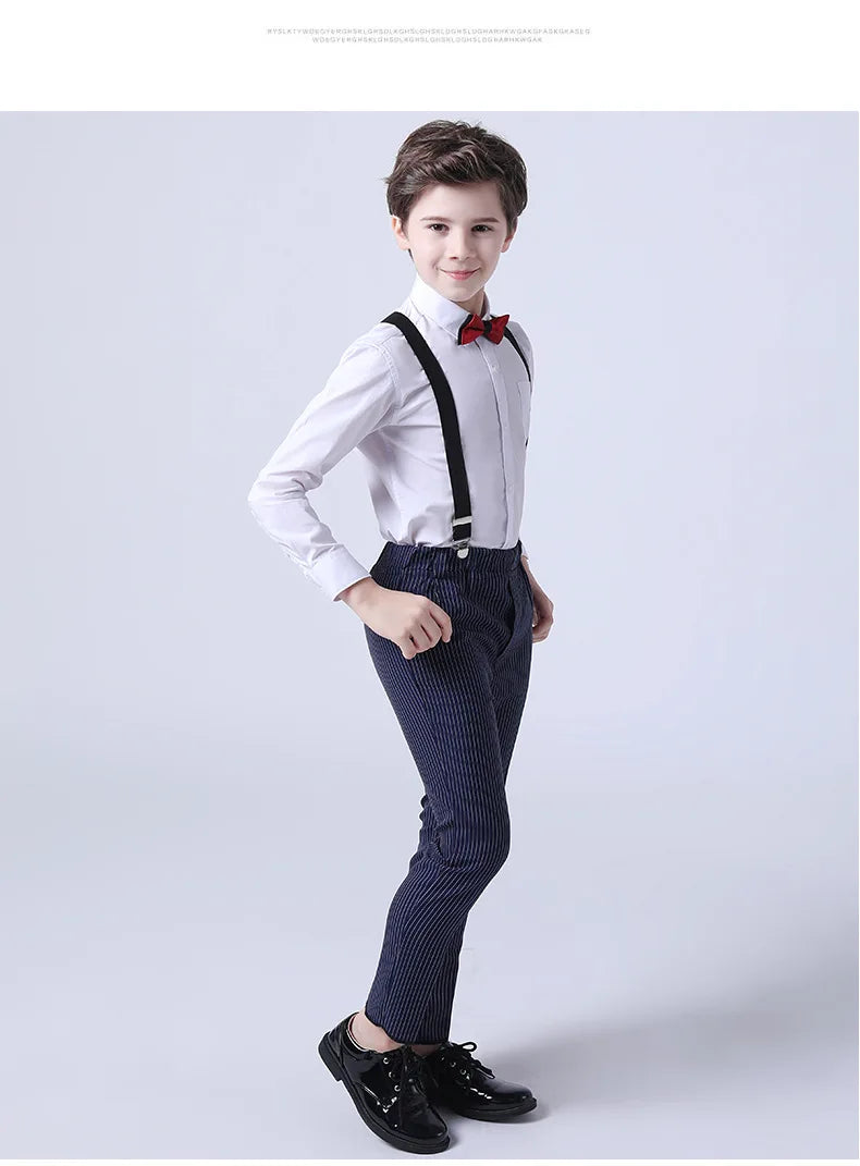 Boys Formal Vest Pants 2-Piece Suit Set for Kids – Striped Wedding & Party Wear