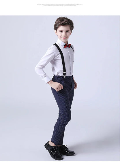 Boys Formal Vest Pants 2-Piece Suit Set for Kids – Striped Wedding & Party Wear