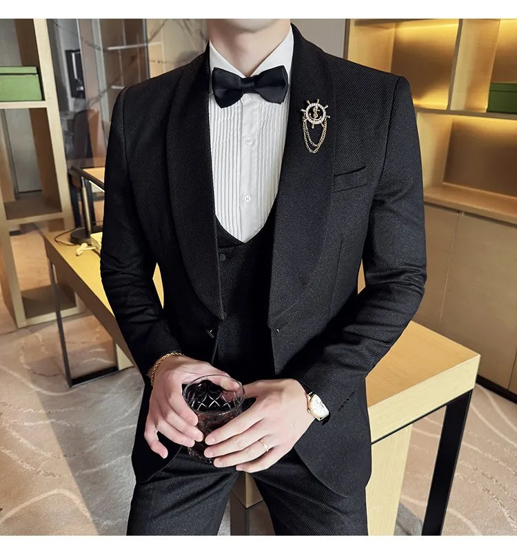 Men's Slim Fit 3-Piece Suit for Weddings, Parties & Formal Occasions – White, Red, Black