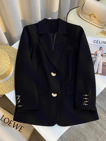 Women's Black Blazer Jacket Y2k 2000s Vintage Suit Coat Casual Elegant Loose Suit Jacket Outerwear for Women Spring Autumn 2026