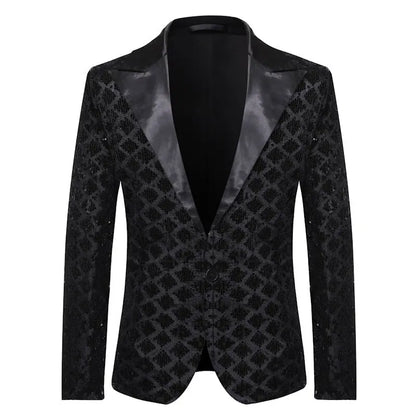 Men's Suit Jacket Autumn and Winter New High-quality Men's Polka Collar Suit Stage Banquet Hosting Party Diamond Sequin Dress