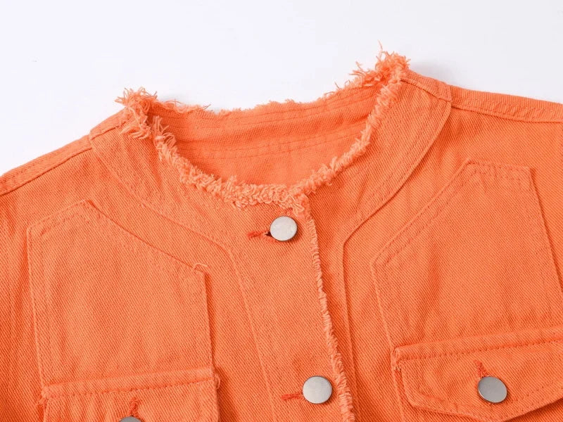 Autumn Women Denim Vests Sleeveless Waistcoat Students Casual Sleeveless Tops Jeans Jackets Pink Yellow White Orange Green 5XL