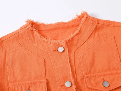 Autumn Women Denim Vests Sleeveless Waistcoat Students Casual Sleeveless Tops Jeans Jackets Pink Yellow White Orange Green 5XL