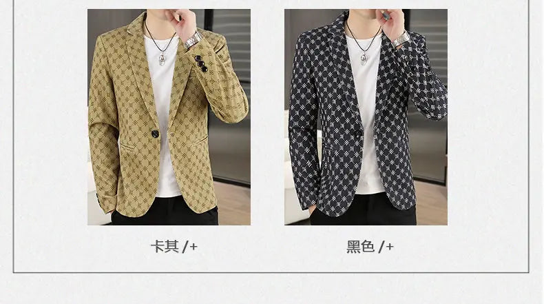 Blazer Men's Fashion Outdoor Travel Gentleman Wedding Slimming Business Versatile Letter Youth Casual Korean Formal Wear Blazer
