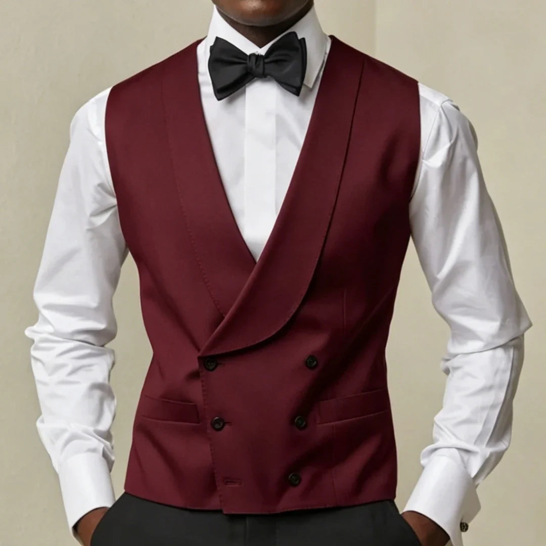 Men's Double Breasted Vest – Formal Waistcoat for Weddings, Banquets & Business