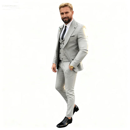 Ensemble de 3 costumes de smoking pour homme avec blazer, gilet simple boutonnage et pantalon pour mariage et occasions professionnelles décontractées