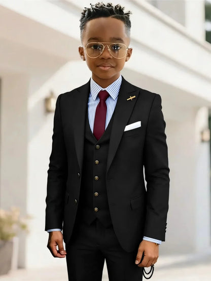 Formal Boys Suits 3 Pieces Wedding Ring Bearer Outfit Handsome Peak Lapel Homecoming Suit Set Fast Delivery Tuxedo 2-20T