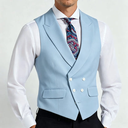 Men's Formal Vest Double Breasted Waistcoat for Weddings Banquets and Business