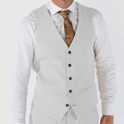 Men's Formal Vest Single Button V-Neck Solid Waistcoat for Weddings Banquets and Business