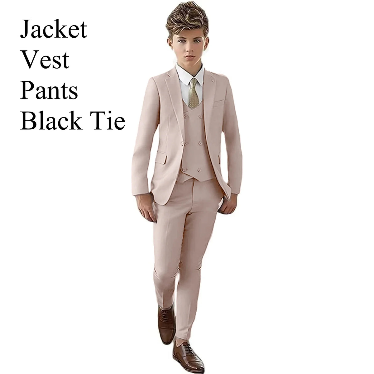 Boys 3-Piece Slim Fit Suit Set for Kids Wedding Prom and Formal Occasions