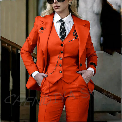 Modish Notched Lapel Women Suit Slim Fitted Solid Costume Custom Made Professional Single Breasted Lady Sets Full Outfits