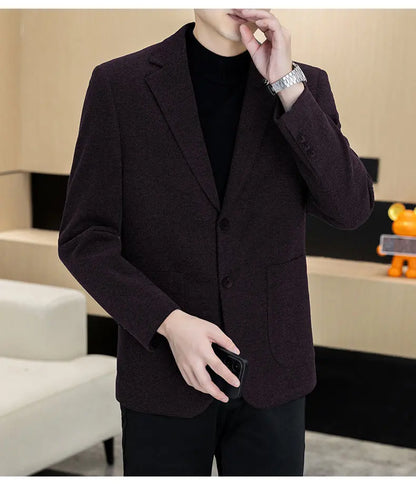 Men's Smart Casual Blazer – Single Breasted Suit Jacket for Business & Daily Wear