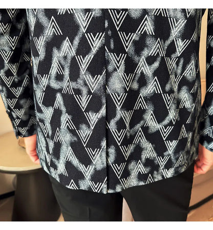 Jacquard Denim Korean Slim Fit Suit Coats 2025 New High Qualitys Fashion Men Slim Fit Business Formal Social Suit Jacket 4XL-M
