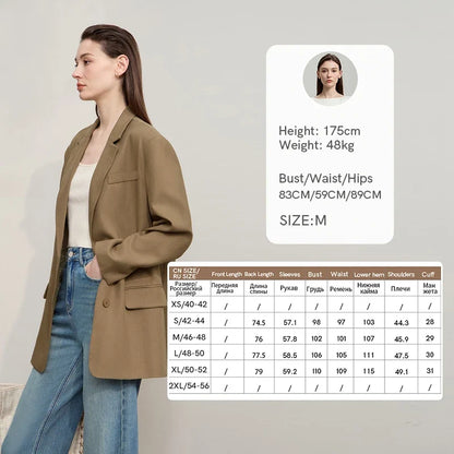 Women's Jacket 2025 Autumn New Commuter Elegant Solid Loose Top Women Long Sleeves Single Breasted Blazer Ladies 12553060