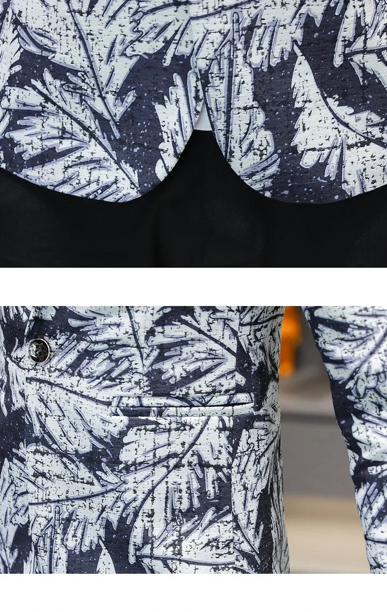 Blazer New Men's Fashionable Casual Business Gentleman Outdoor Trendy Print Banquet Versatile and Slimming Korean Version Blazer