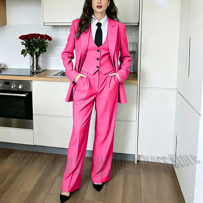 Classic Peaked Lapel Women's Pant Suits 3 Piece Formal Office Regular Fit Single Breasted Business Occasion Party Event Outfit