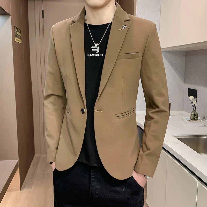 Blazer Outdoor Men's Velvet Fashion Business Korean-style Travel Wedding Solid Color Slimming Casual High Formal Wear Blazer