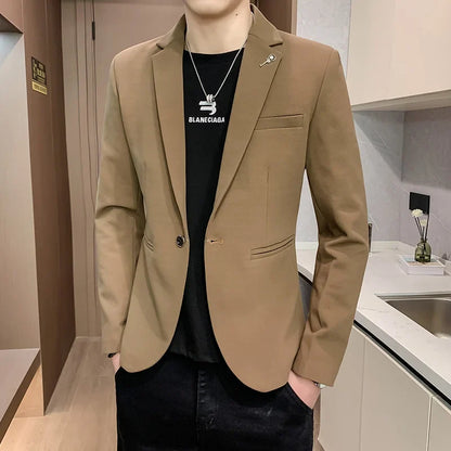 Blazer Outdoor Men's Velvet Fashion Business Korean-style Travel Wedding Solid Color Slimming Casual High Formal Wear Blazer