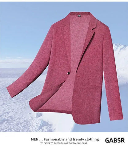 30% Linen Blazer - Men's Fashionally Fit Business Formal Wedding Gentleman's Cool Silk Lightweight Breathable Casual Blazer