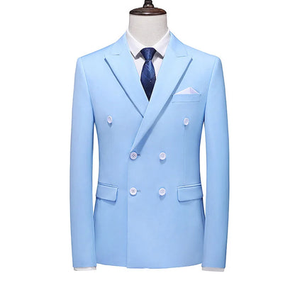 Men's Double Breasted Blazer – Slim Fit Solid Color Formal Jacket for Weddings & Office