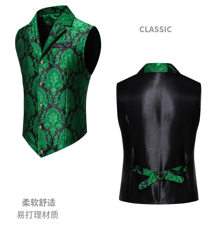 Men's Suit Vest Jacquard Smart Casual Single Breasted Slim Fit Waistcoat