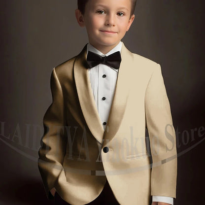 Chic Suits for Boy Cute Shawl Lapel One Button Blazer with Pants Party Costume Wedding Tuxedos 2 Piece Fashion Kids Clothes