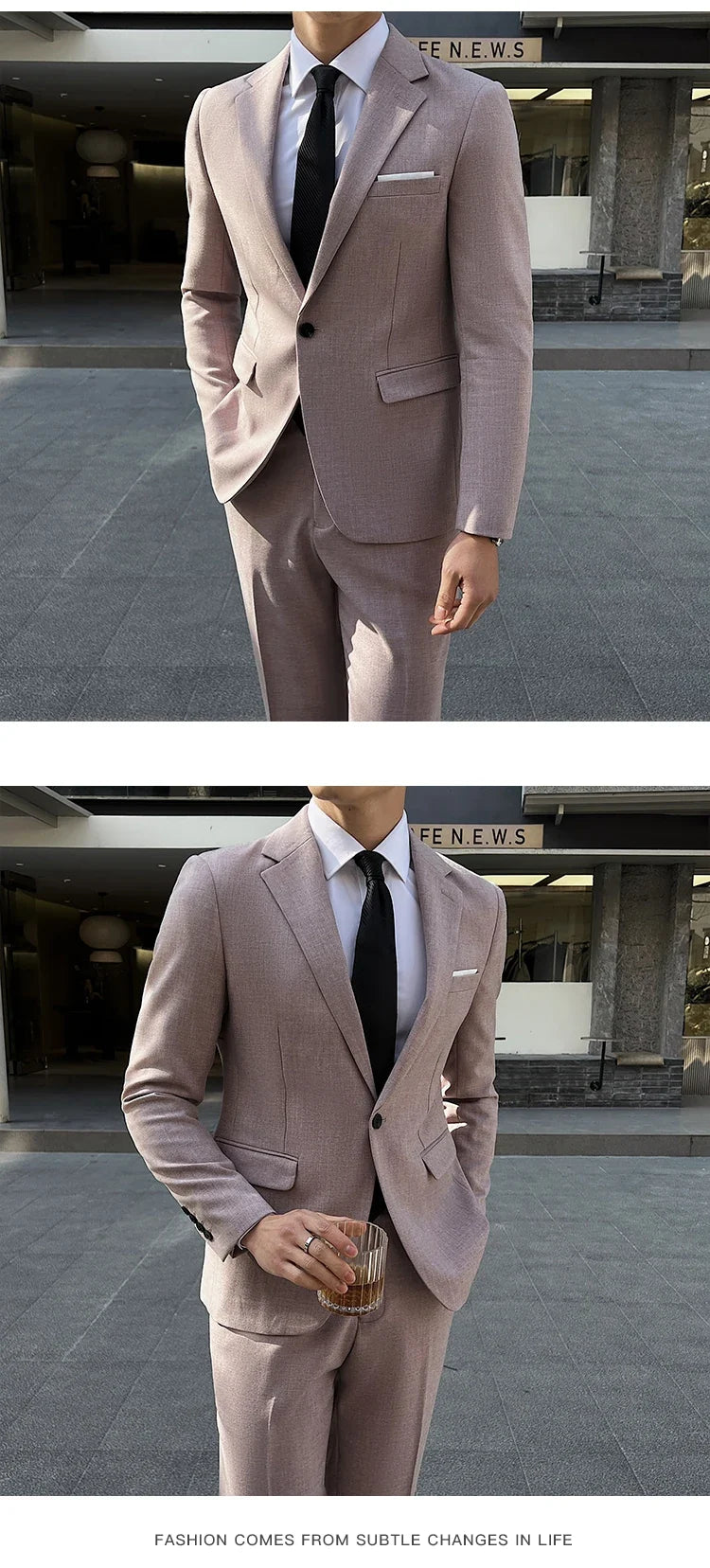 (Jacket +Pants) 2025 New Luxury Elegant Men's Suits 2 Piece Set Fashion Korean Casual Slim Fit Social Groom Wedding Tuxedo