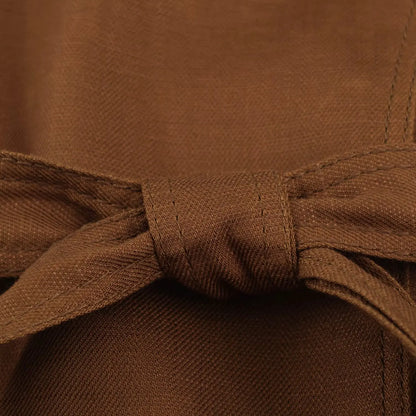 2026 Vintage Fashion Brown Sleeveless Trench Vest Lapel Collar Belted Waist Drawstring Sleeveless Waistcoat With Pockets