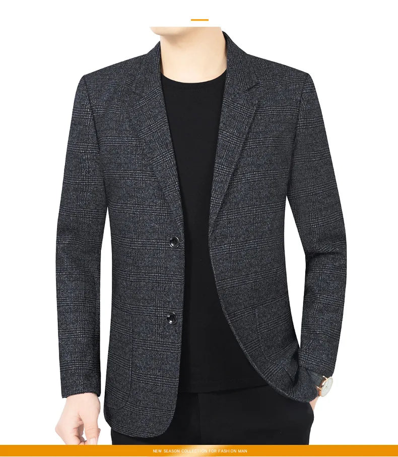 Blazer Men's Fashionable High-end Business-oriented Outdoor Gentleman's Trendy Checked Casual Wear for Hosting Weddings Blazer