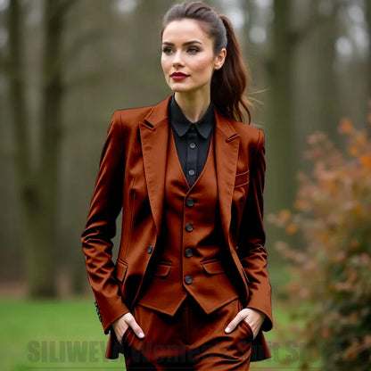 Women 3 Piece Suit Set Blazer Vest Pants Slim Fit Office Business Party Formal Attire Customizable Size for Ladies