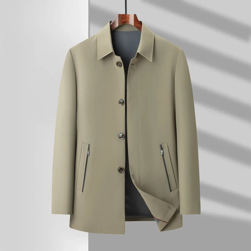 Men's 2025 Spring Fashion Handsome Trend Solid Color All-in-One Casual Business Jacket Loose Simple Lapel Top Coat