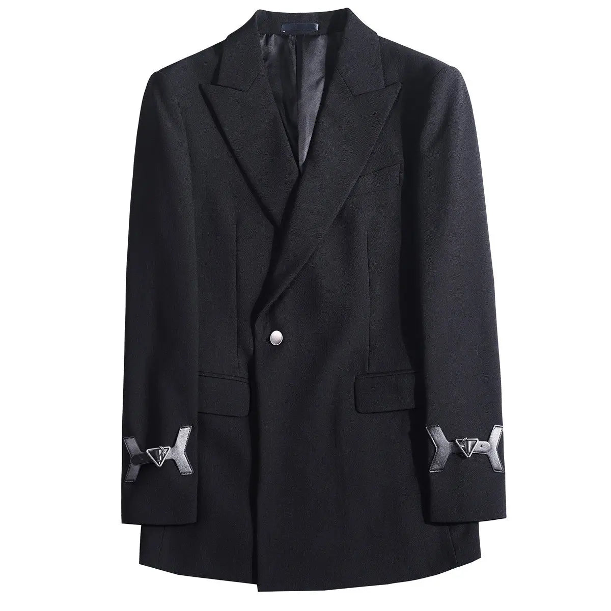 2026 Luxury Black Suit Jacket for Men PU Decorative Casual Social Men Blazers Banquet Party Wedding Formal Jackets Costume Homme