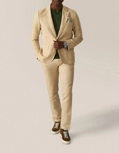 Modern Men's Suit 2 Pieces Linen Blazer And Pants Business Formal Work Wear Wedding Groom Tuxedos Customized Costume Homme M528