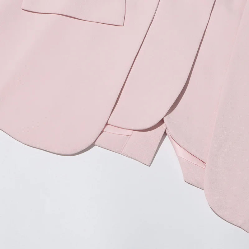 Spring Autumn New Women Blazer Back Hollow Out Waist Cinching Slim Fit Solid Color French Elegant Fashion Tide Coat HK17101