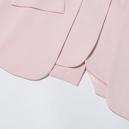 Spring Autumn New Women Blazer Back Hollow Out Waist Cinching Slim Fit Solid Color French Elegant Fashion Tide Coat HK17101