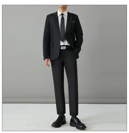 Men's Slim Fit Suit Set – Smart Casual Blazer and Pants for Business, Wedding & Formal Occasions