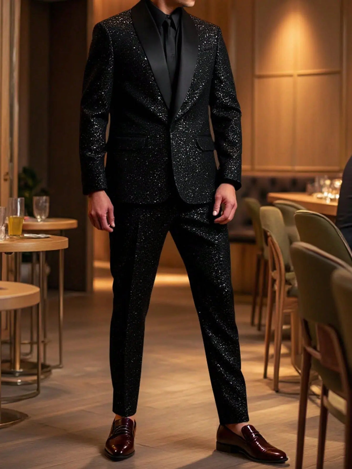 High-quality Fashionable Banquet Party Men's Clothing - European-style Shiny Banquet Stylish Men's Suit Sets