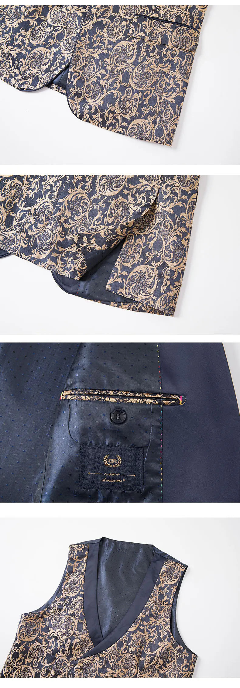 2025 Men's Jacquard Suits 3 Pieces ( Jacket+vest+pant) Wedding Dress Groom's Suit Host's Performance Party Stage Formal Clothing