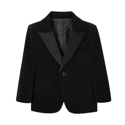 New Autumn Boys Handsome Velvet Jacket For School Performance High Quality Peak Lapel Kids Blazer Banquet Party Wear 2-20T