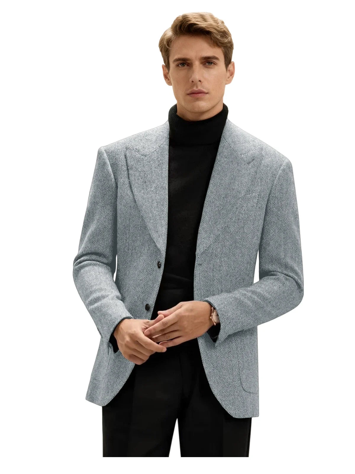 Classic Italian Men's Suit Jacket, Single Breasted, Autumn Winter Retro Warm Suit Men Herringbone Business Casual Men's Clothing