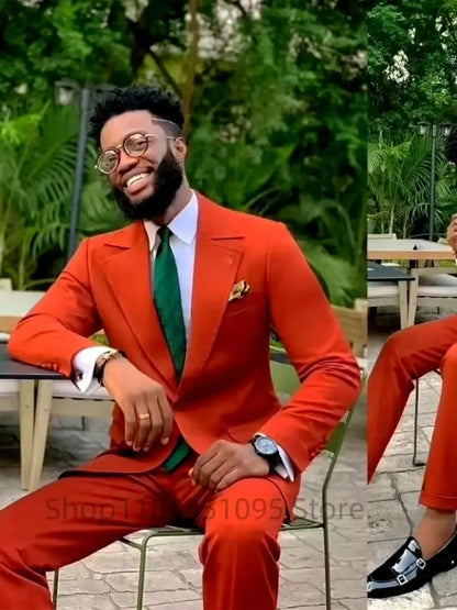 Costume de mariage décontracté pour homme - Ensemble 2 pièces : blazer et pantalon à revers pointus pour garçons d'honneur, affaires, fête, bal de promo, meilleur homme