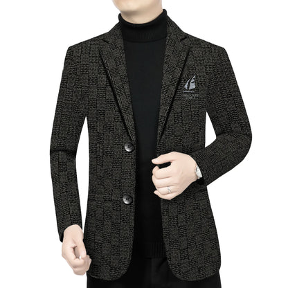 Men's Smart Casual Blazer – Single-Breasted Suit Jacket for Spring & Autumn in Black & Khaki