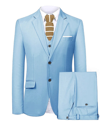 Men's 3 Pieces Suit Two Buttons Notch Lapel Jacket Waistcoat and Trousers Dinner Wedding Tuxedos Slim Fit Formal Business Suits